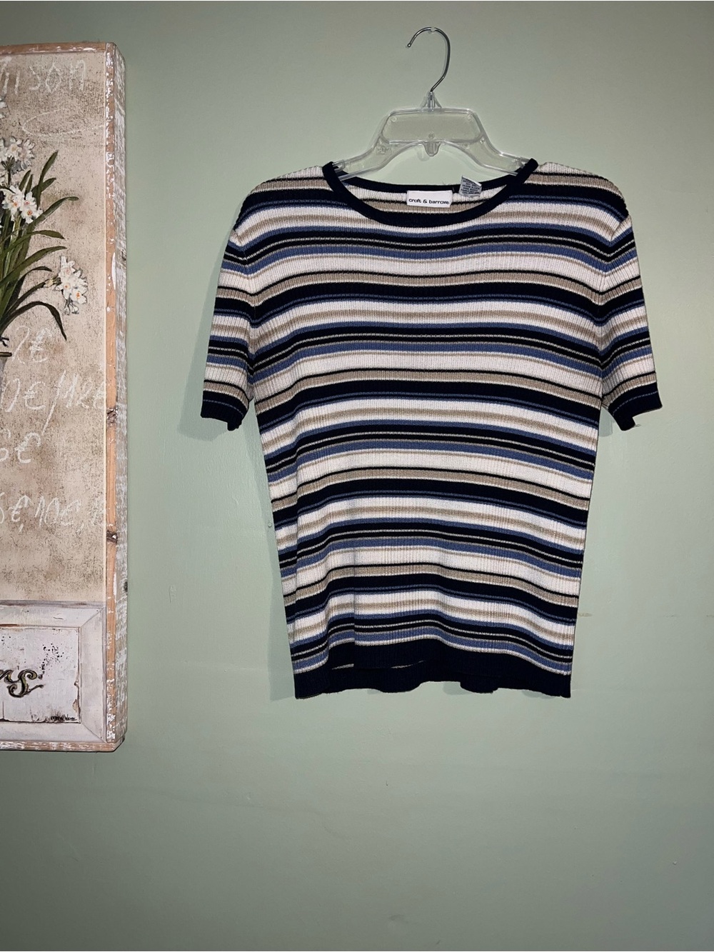 croft & barrow Navy, White and Blue Striped Short-Sleeve Knit Top